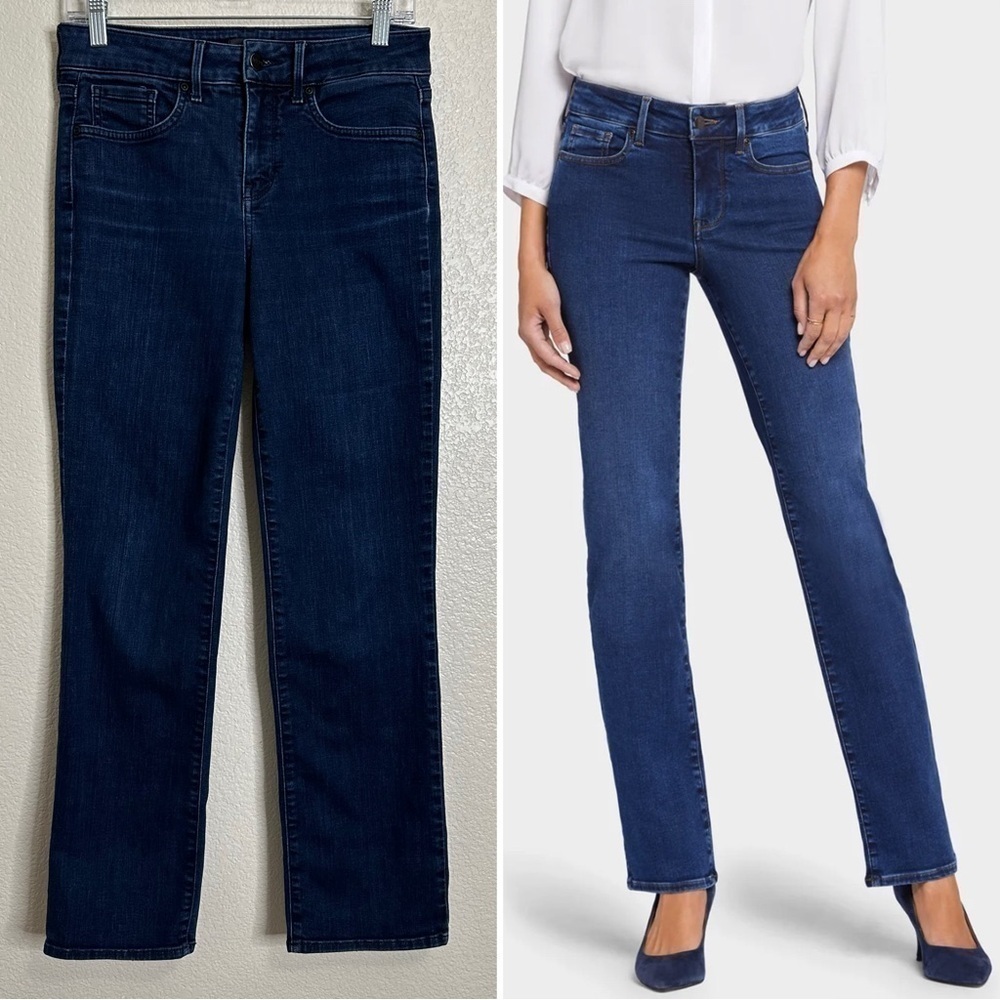NYDJ Marilyn Straight Blue Denim Jeans, Size 4